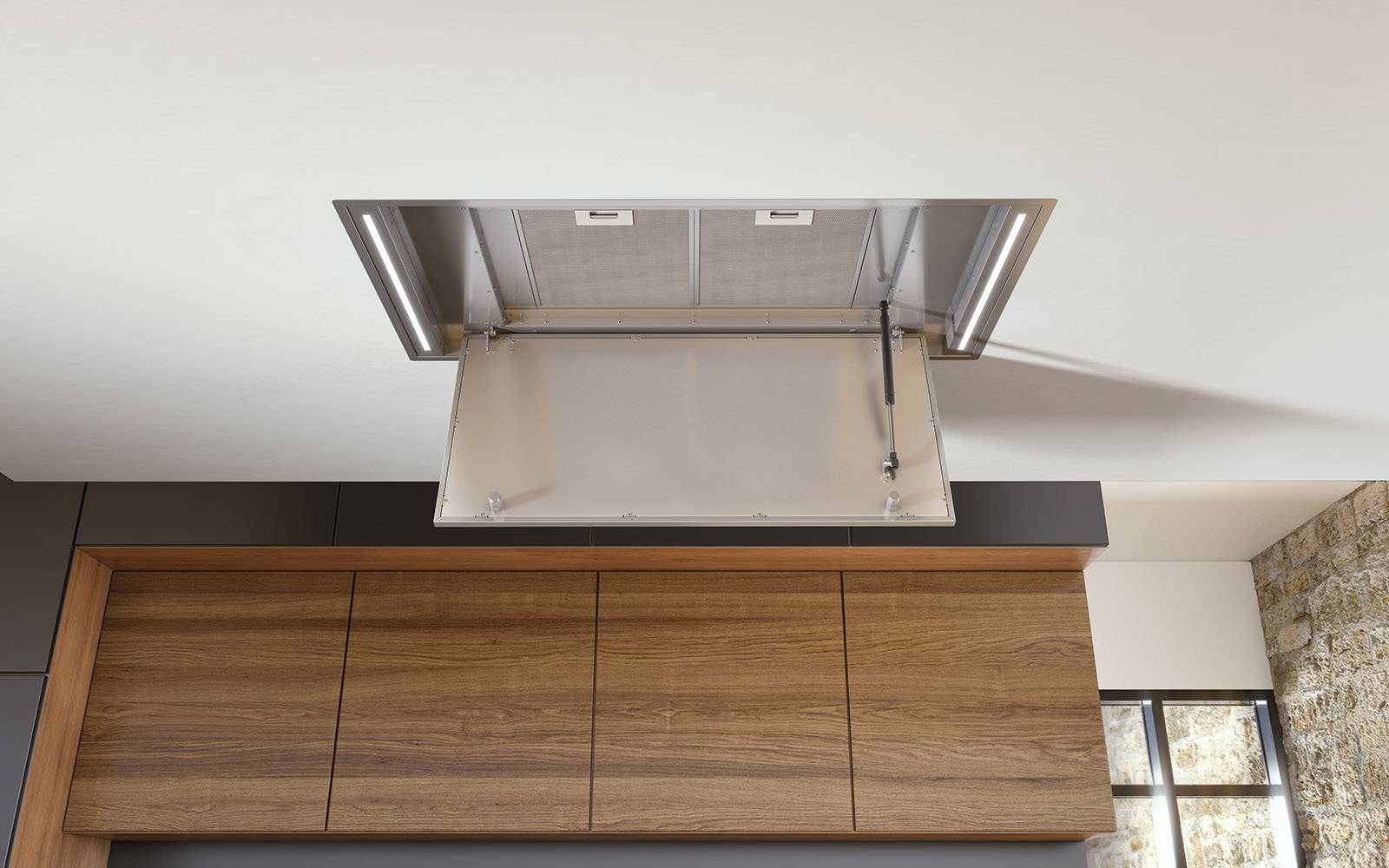 Airforce Silhouette 100cm Ceiling Mounted Cooker hood with Flat Motor- Stainless Steel Finish