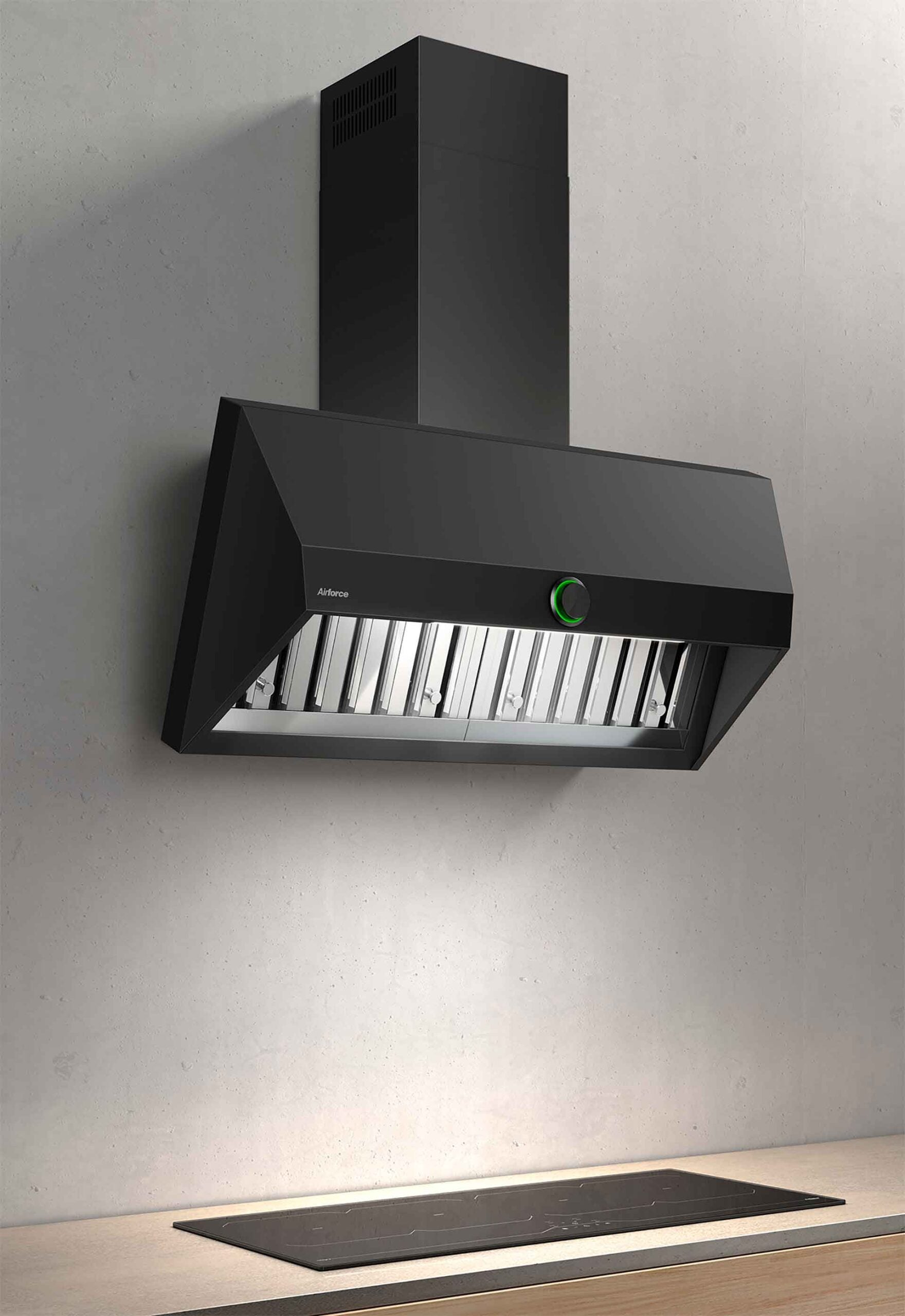 Airforce VIS Head 90cm Wall Mounted Cooker Hood with Non Drop System & Stainless Steel baffle grease filtering system - Anthracite Finish