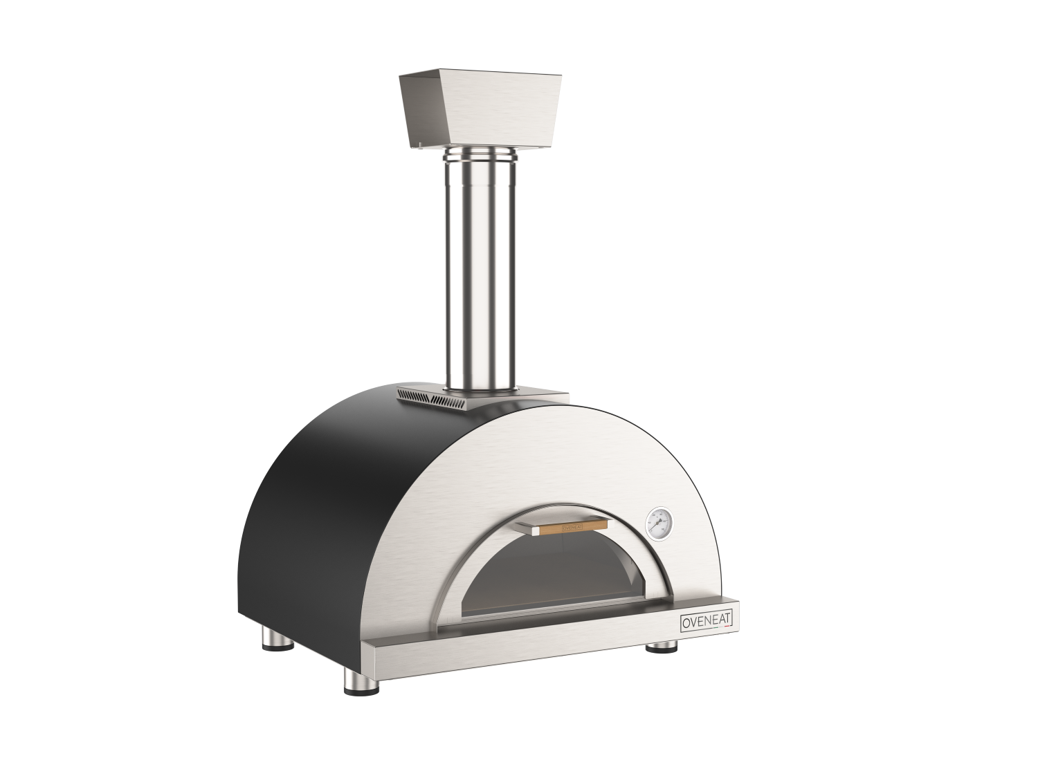 Oveneat WDD-1VG Charcoal Grey Wood Fired Single Pizza Oven with Drop-Down Glass Door Includes Brazier & Pizza Peel