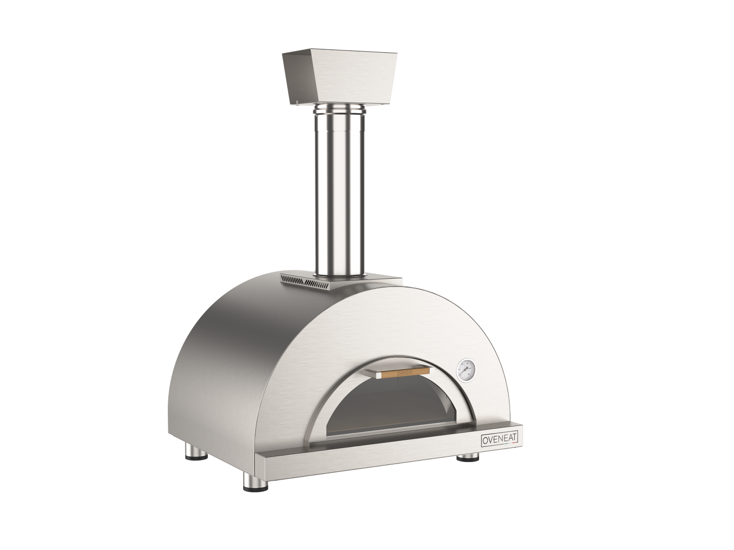 Oveneat WDD-1X Stainless Steel Wood Fired Single Pizza Oven with Drop-down Glass Door includes brazier & pizza peel