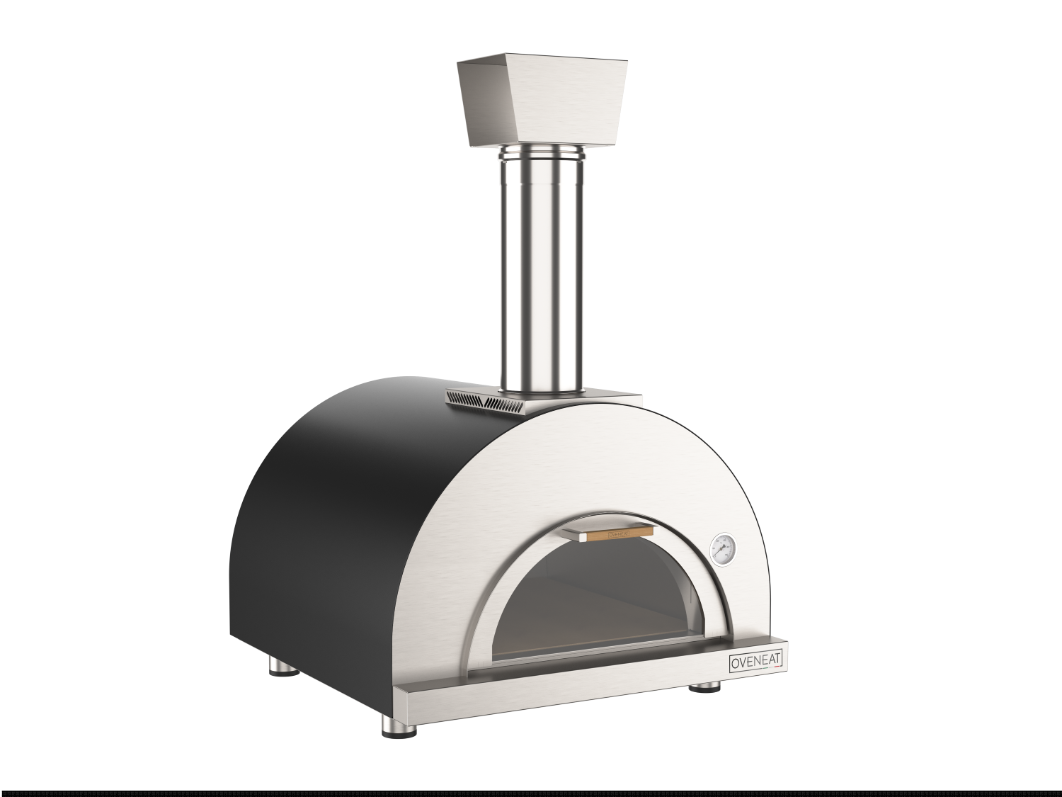Oveneat WDD-2VG Charcoal Grey Wood Fired Double Pizza Oven with Drop-Down Glass Door includes Brazier & Pizza Peel