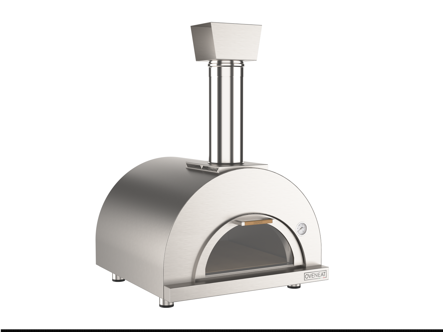 Oveneat WDD-2X Stainless Steel Wood Fired Double Pizza Oven with Drop-down Glass Door includes Brazier & Pizza Peel