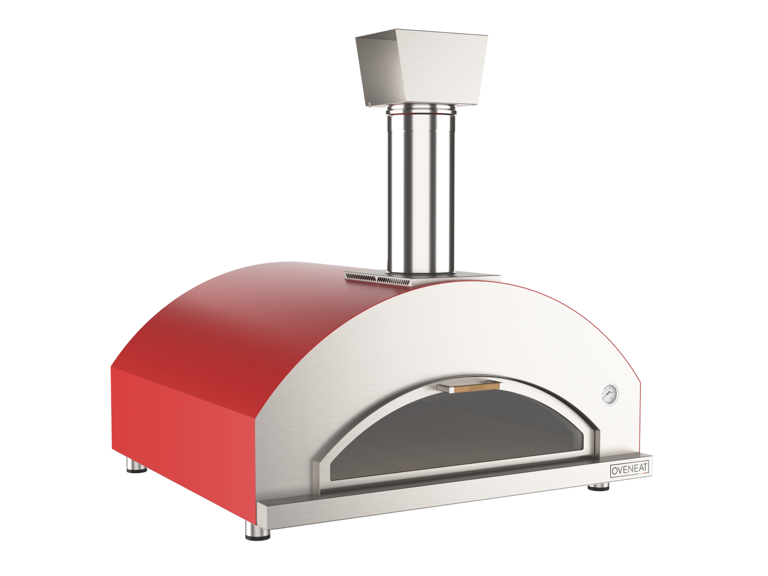 Oveneat WDD-5VR Red Wood Fired Pizza Oven for upto Five Pizzas with Drop-down Glass Door includes Brazier & Pizza Peel