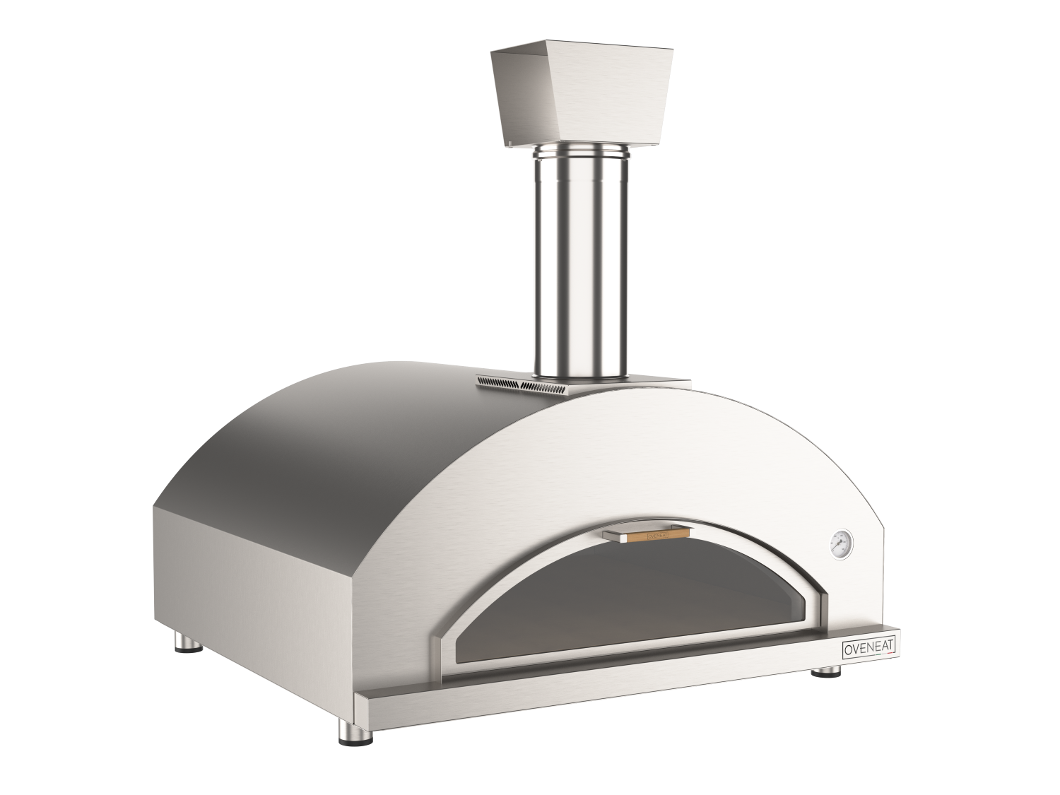 Oveneat WDD-5X Stainless Steel Wood Fired Pizza Oven for upto Five Pizzas with Drop-down Glass door includes Brazier & Pizza Peel