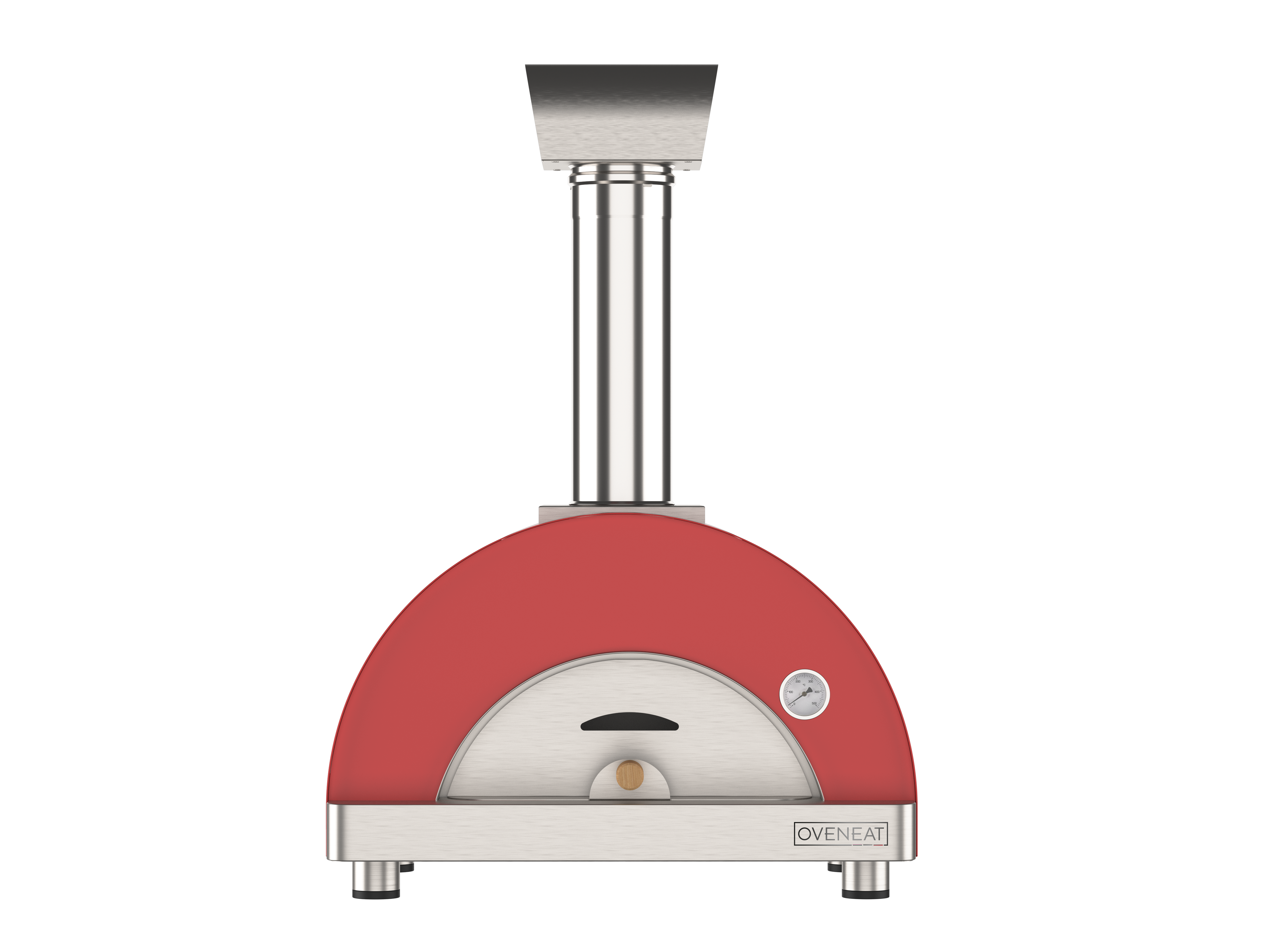 Oveneat WRX-1VR Red Wood Fired Single Pizza oven with stainless steel door includes brazier and pizza peel