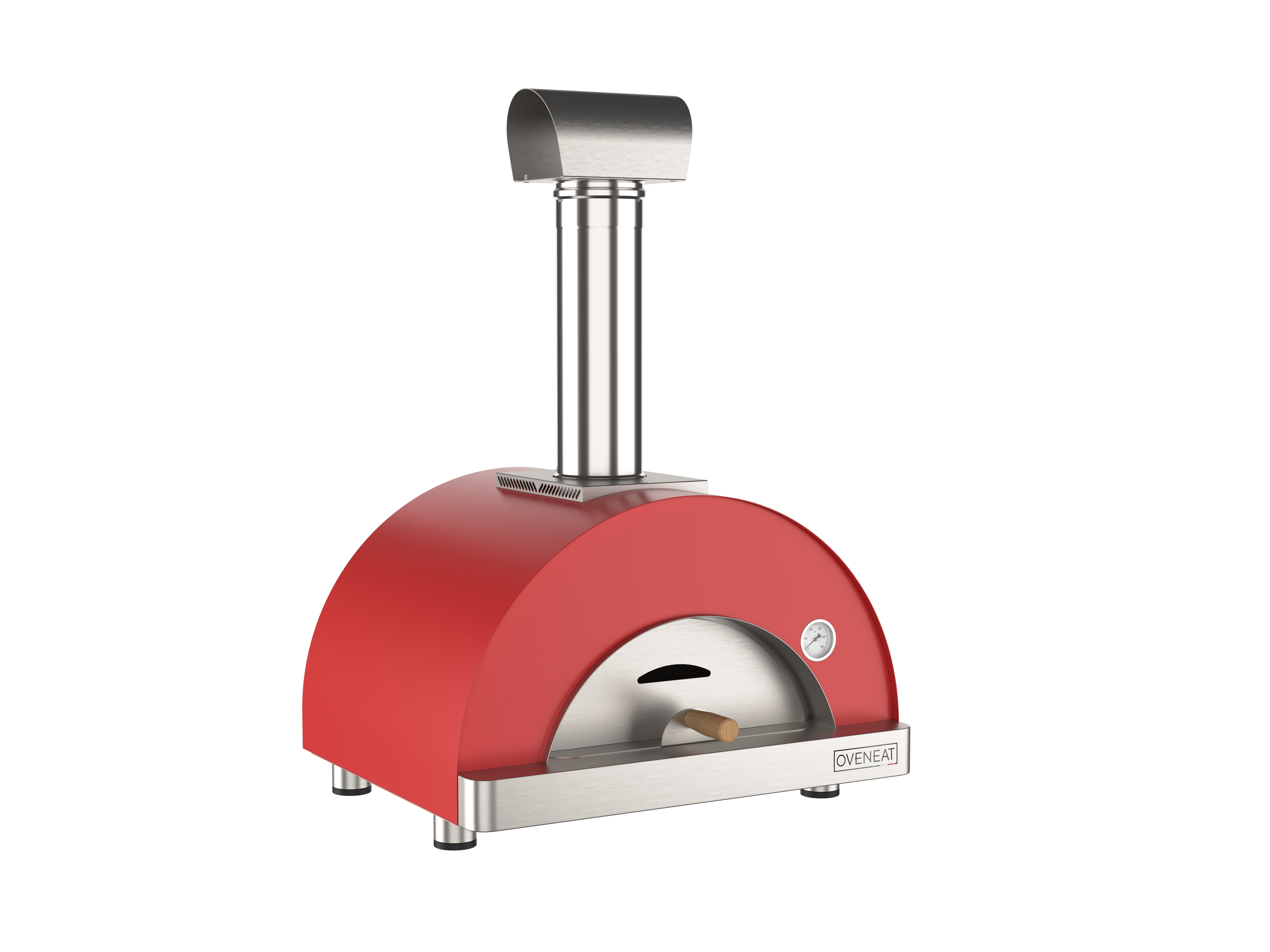 Oveneat WRX-1VR Red Wood Fired Single Pizza oven with stainless steel door includes brazier and pizza peel