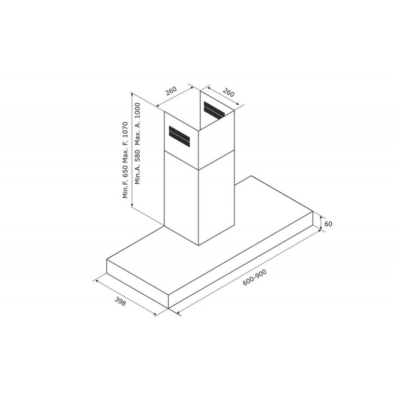 Airforce F53 TLC Wall Mounted Cooker Hood 60cm Remote Controlled-Stainless Steel