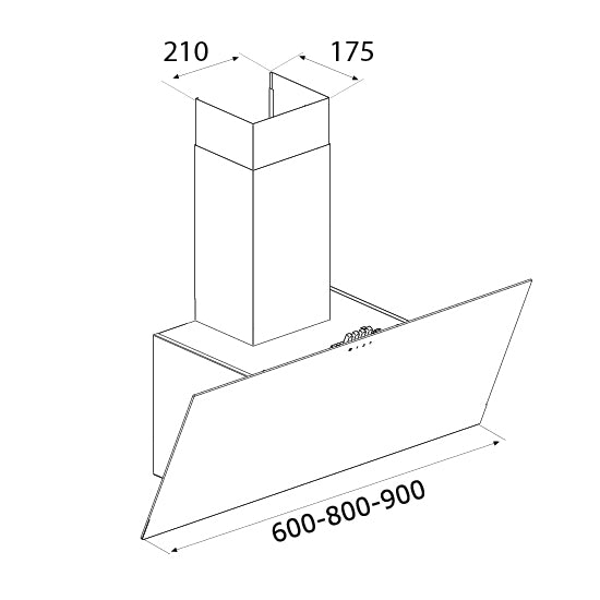 Airforce Alpha S 90cm Wall Mounted Cooker Hood with Push Controls, Integra Ready-Black Glass & Stainless Steel Strip Finish