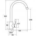 CDA TC31SS Single lever swan neck stainless steel tap