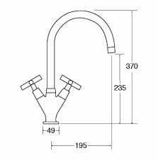 CDA TC41CH Quarter turn cross handle monobloc tap