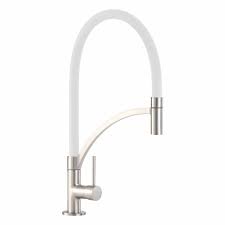 CDA TV14WH Single lever tap with white pull-out spout