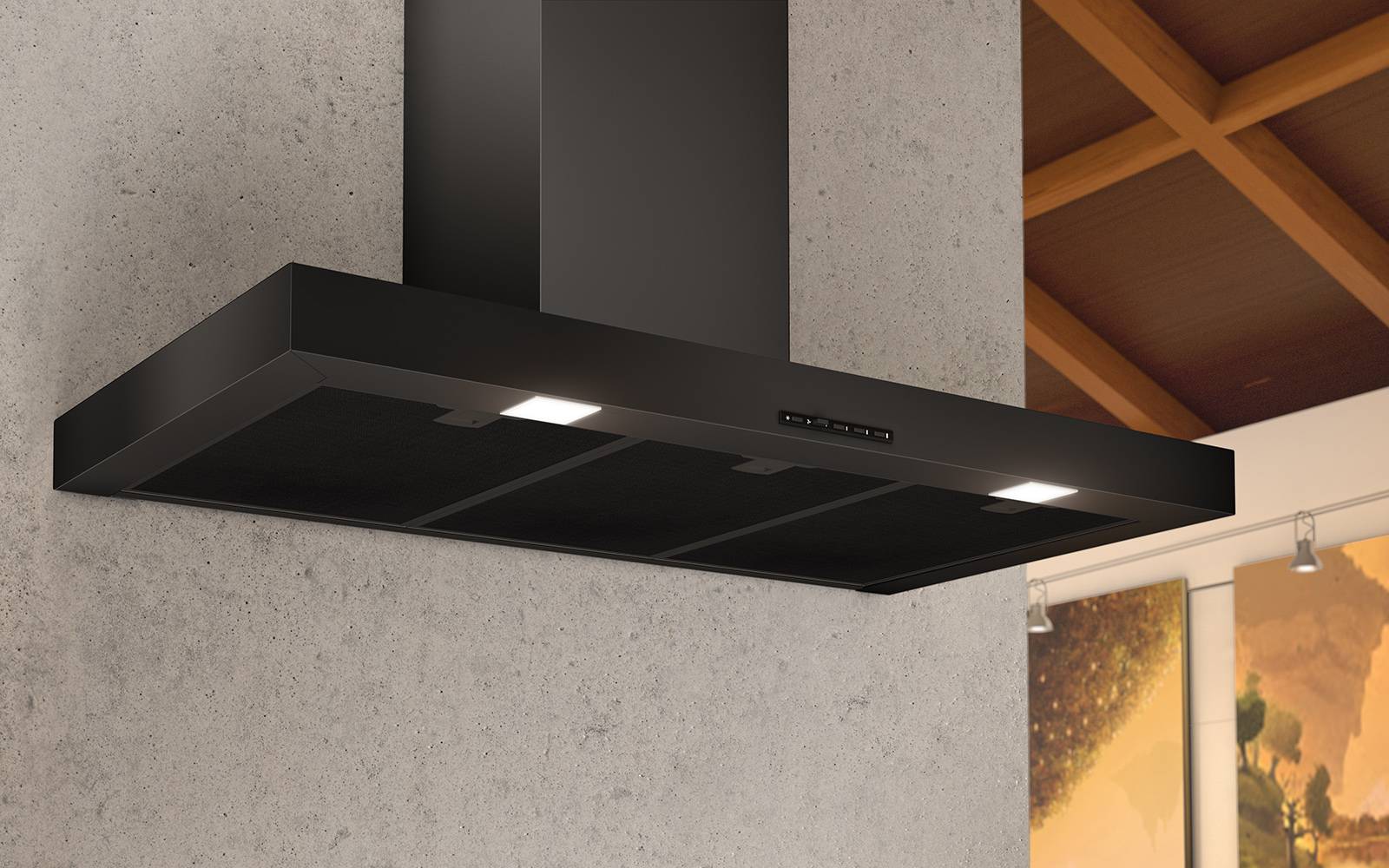 Airforce F53 S4 90cm Wall Mounted Cooker Hood with Soft Push Button Control- Black Finish