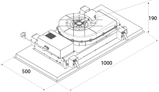 Airforce Silhouette Easy Up 100cm Ceiling Mounted Cooker hood with Flat Motor- Stainless Steel Finish