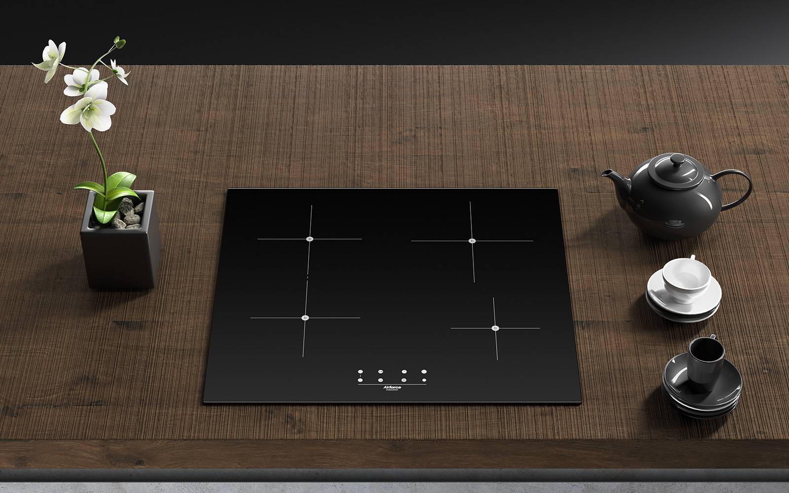 Airforce Integra 60-4 B 59cm Induction Hob with Integra ready System and touch controls
