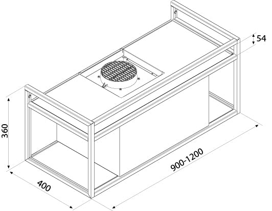 Airforce Q-BIC 120cm Wall Mounted Cooker Hood Anthricite Painted Steel with Remote Control, Smoked glass shelves