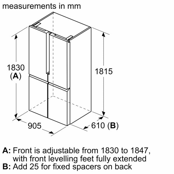 Siemens iQ300 French Door Bottom Freezer Multi Door Inox-easyclean KF96NVPEAG