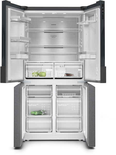 Siemens iQ500 French Door Bottom Freezer Multi Door 90.5cm Black Stainless Steel KF96NAXEAG