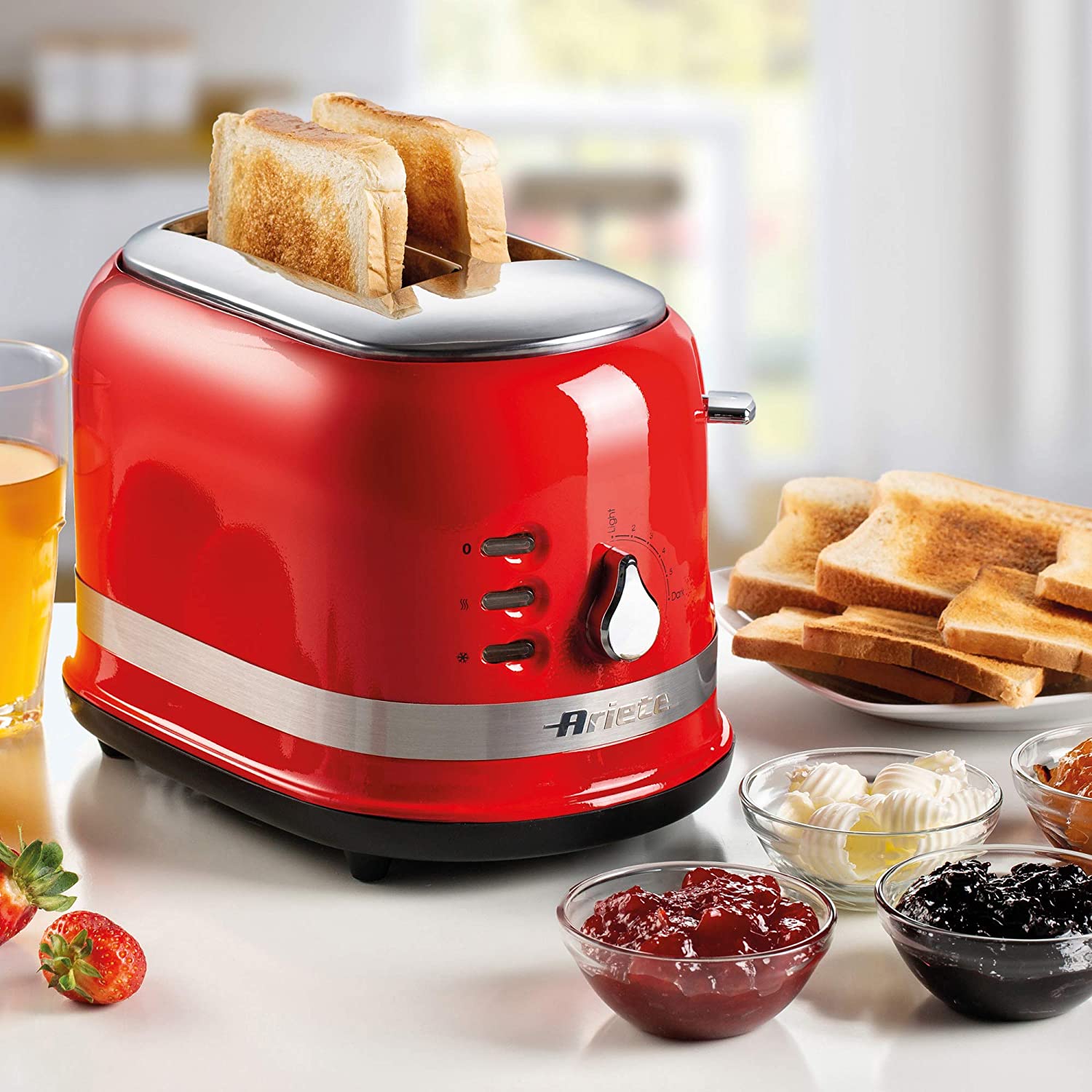 Ariete Moderna 2 Slice Toaster Red - Devine Distribution Ltd