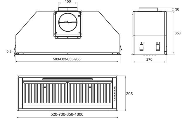 Airforce INCASSO PRO 85cm Stainless Steel Built-in Canopy Cooker Hood - Devine Distribution Ltd