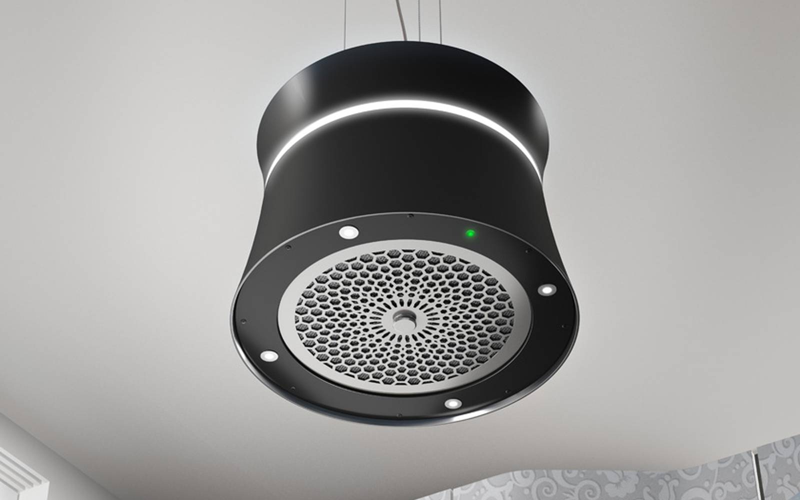 Airforce Sophie 50cm Island Cooker Crisalide Hood integra Ready- Black Painted Polymer Finish