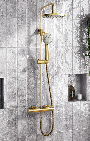 SHW002BB Vernet Thermostatic WRAS Shower Valves Brushed Brass Round Shower