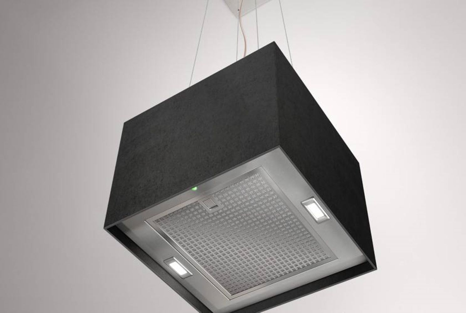 Airforce Concrete 40cm Island Lamp Cooker Hood with Integra System - Black Lime - Devine Distribution Ltd