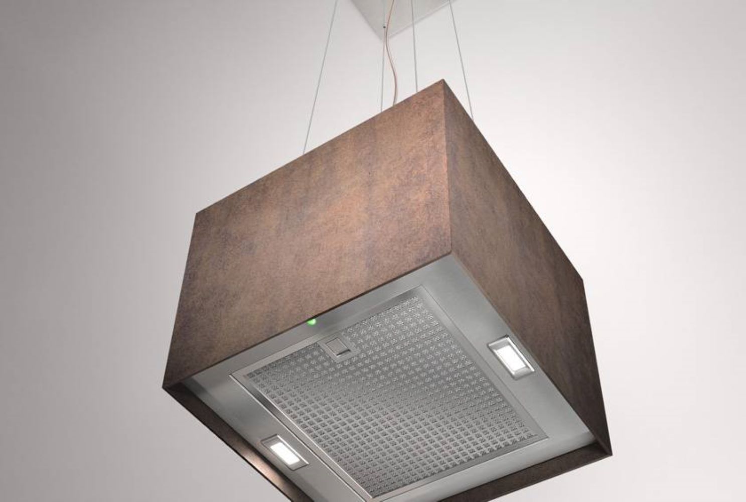 Airforce Concrete 40cm Island Lamp Cooker Hood with Integra System - Brown Oxide - Devine Distribution Ltd