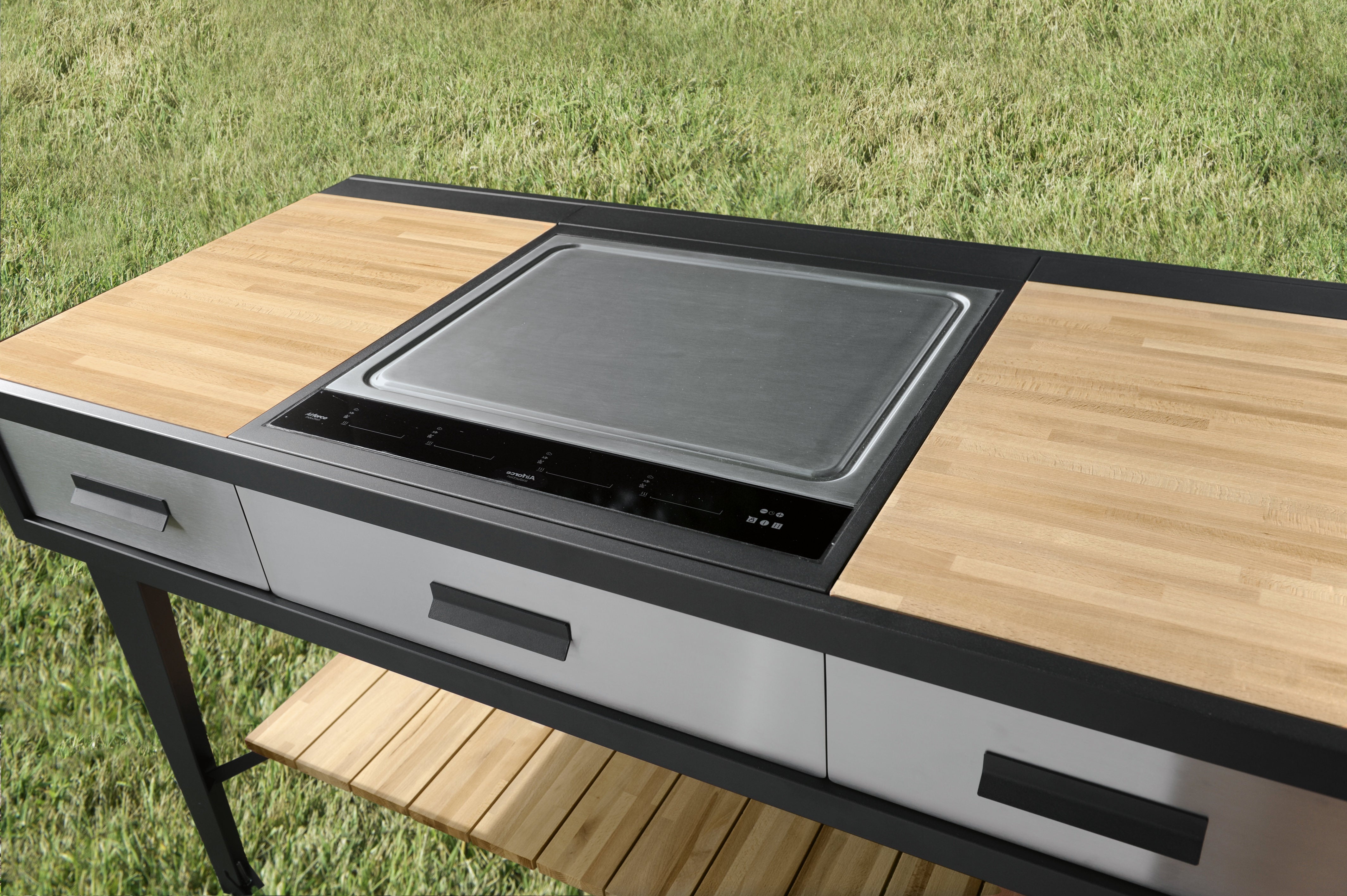 Airforce E-Cook 150cm BBQ Luxury Outdoor Cooking with a 58cm Teppanyaki Induction Hob - Devine Distribution Ltd