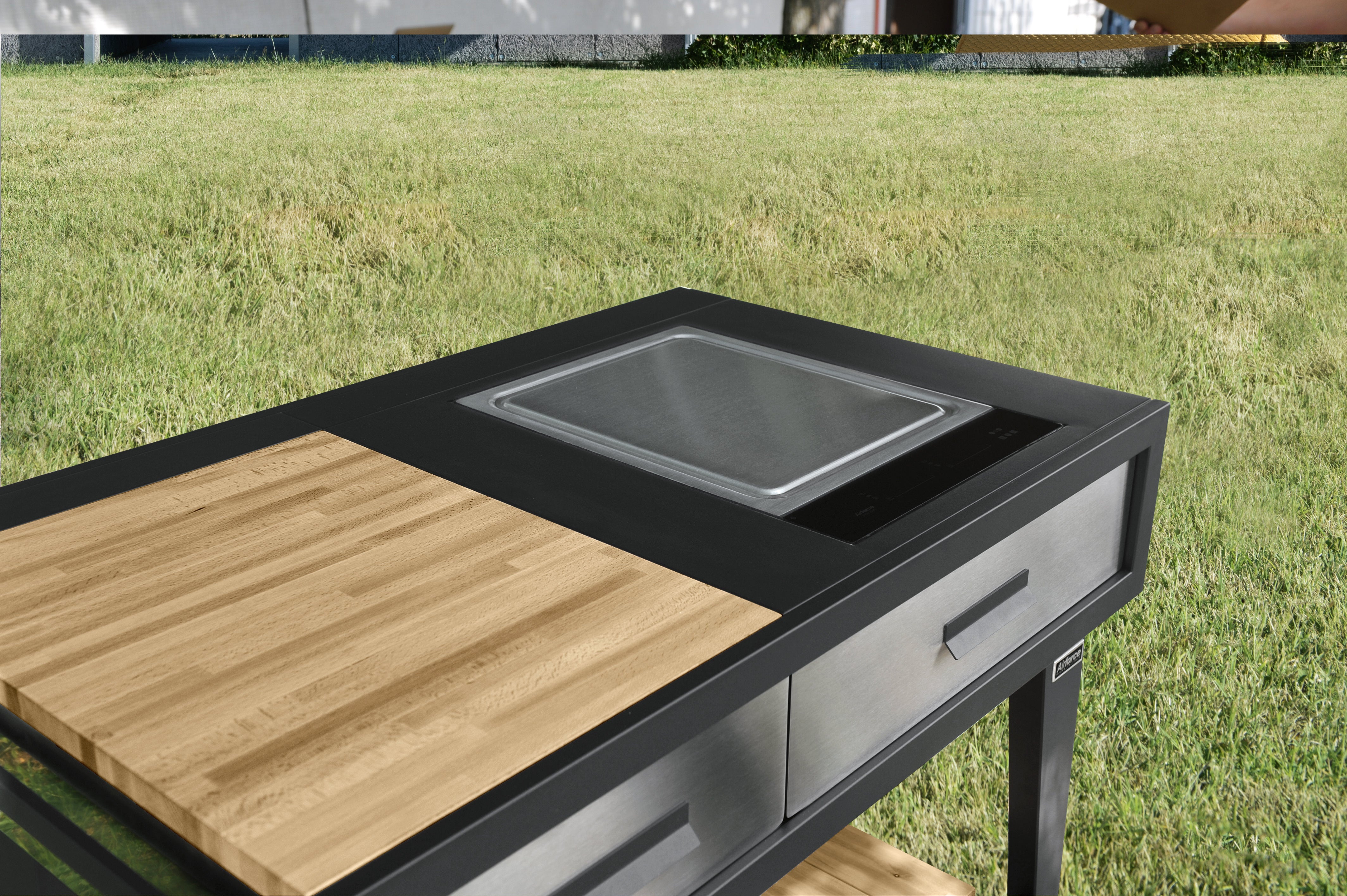 Airforce E-Cook 110cm BBQ Luxury Outdoor Cooking With a 38cm Teppanyaki Induction Hob - Devine Distribution Ltd