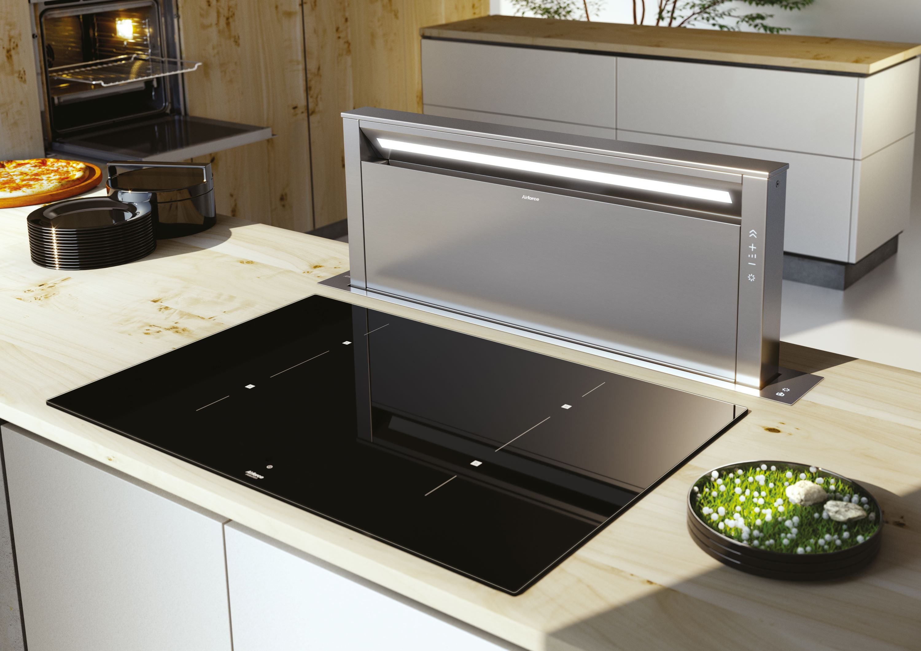 Airforce Downdraft 90cm POP-UP Downdraft Cooker Hood Touch Control in Stainless Steel Finish