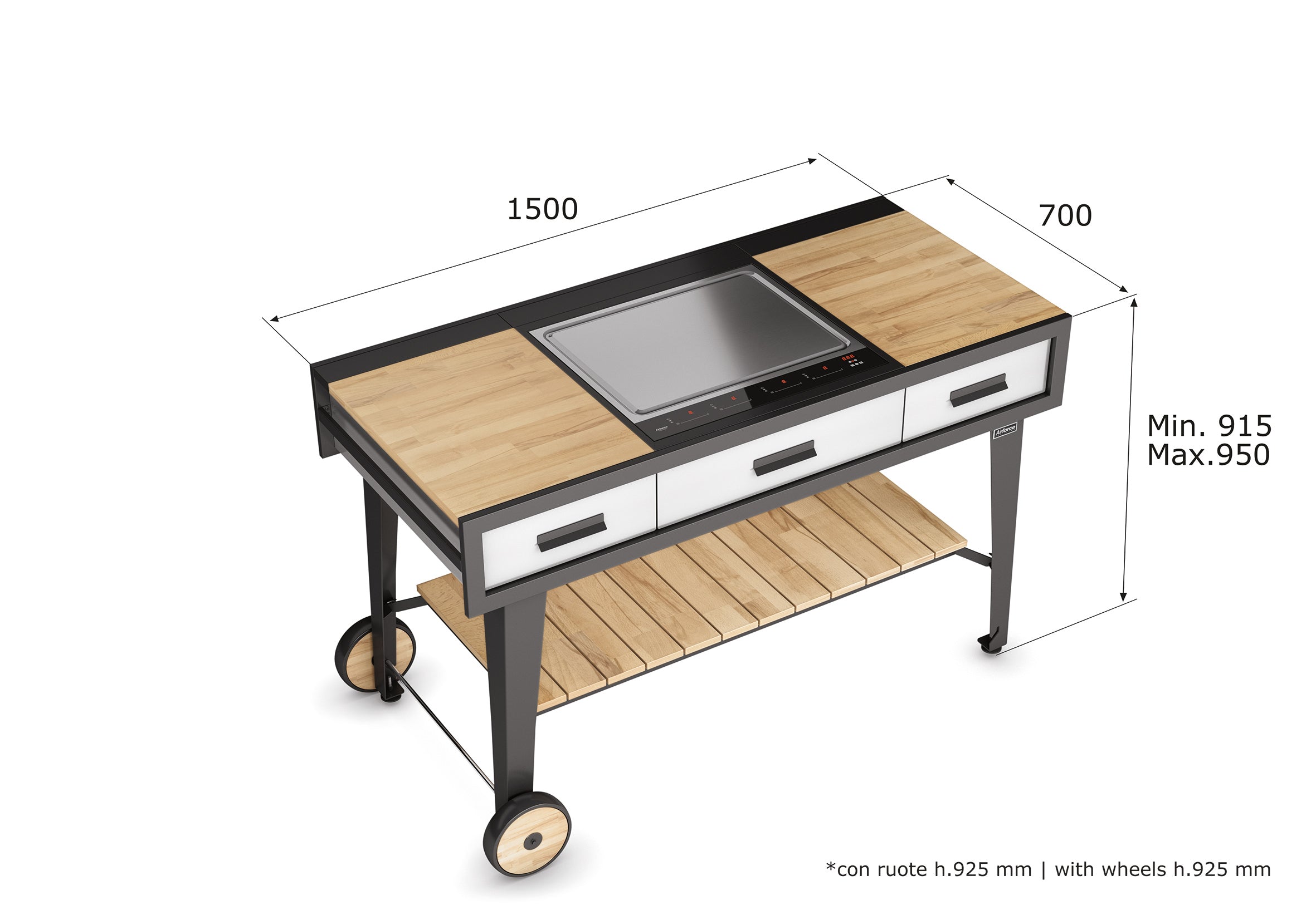 Airforce E-Cook 150cm BBQ Luxury Outdoor Cooking with a 58cm Teppanyaki Induction Hob - Devine Distribution Ltd