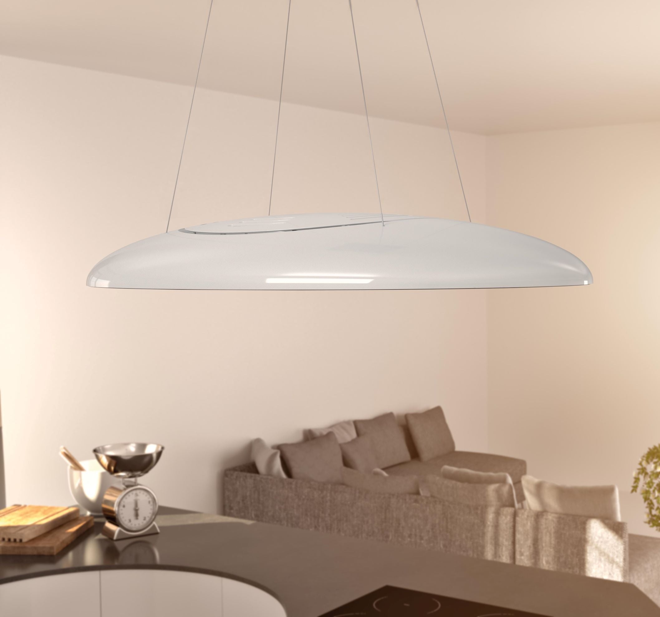 Airforce Eclipse 90cm Island Lamp Hood with Integra System - Pearl White