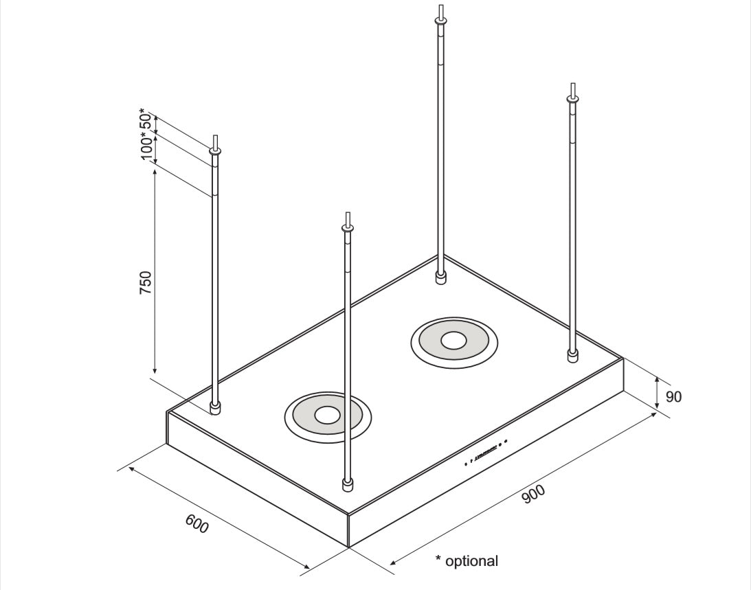 Airforce F161 2 x Axial Motor 90cm Premium Island Cooker Hood - Black - Devine Distribution Ltd