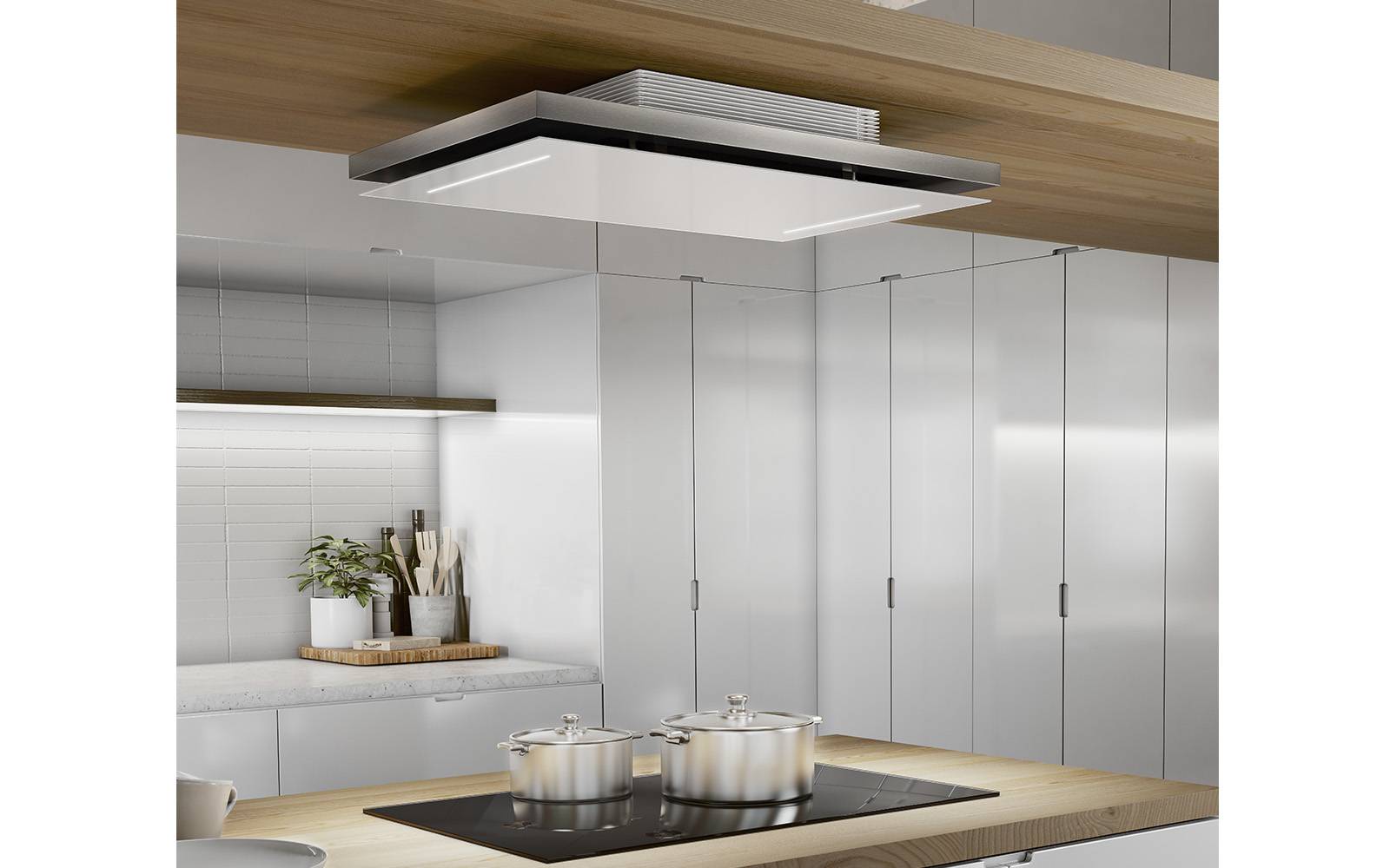 Airforce F207 F 100cm Island Cooker Hood with Remote Control in White Glass Finish