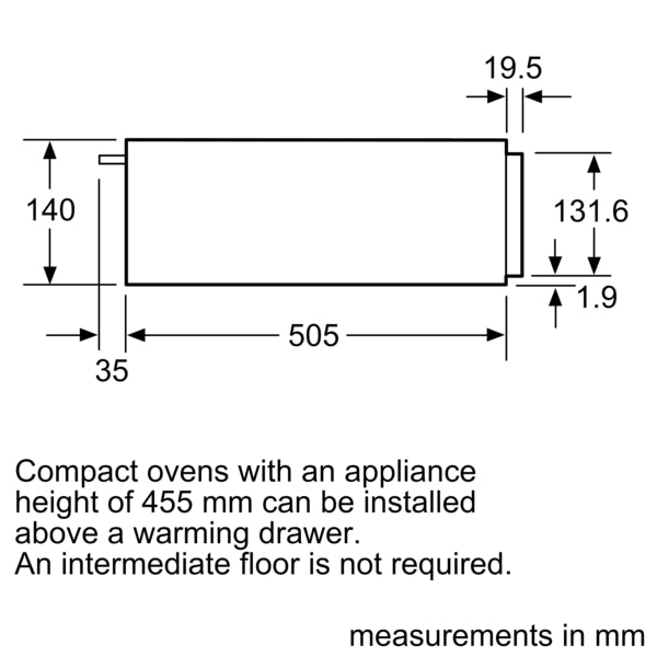 NEFF N50 BUILT-IN WARMING DRAWER 14CM GRAPHITE-GREY N1AHA01G0B