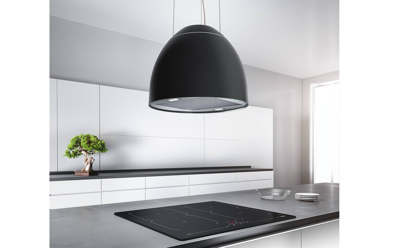 Airforce New Moon 45cm Island Cooker Hood with Integra System - Black - Devine Distribution Ltd
