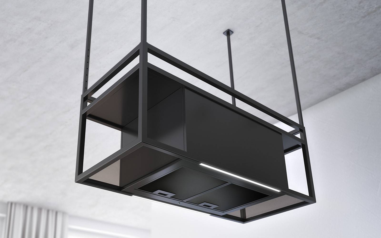 Airforce Q-BIC 90cm Island Cooker Hood Anthracite Painted Steel and Dark Glass - Devine Distribution Ltd