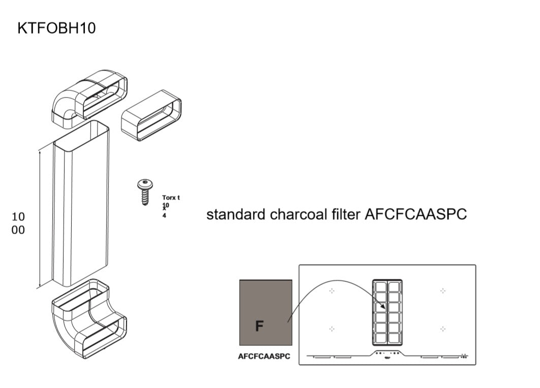 Airforce Standard Installation Kit For Aspira Centrale G5 On-Board Induction Cooktop With Extraction For Cabinet Plinth Height 10cm-16cm - Devine Distribution Ltd