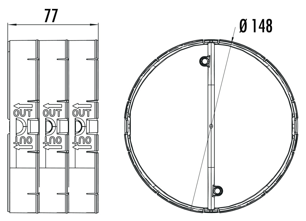 Airforce 150mm Thermobox Heat retention outlet flap - Naber Technical drawing