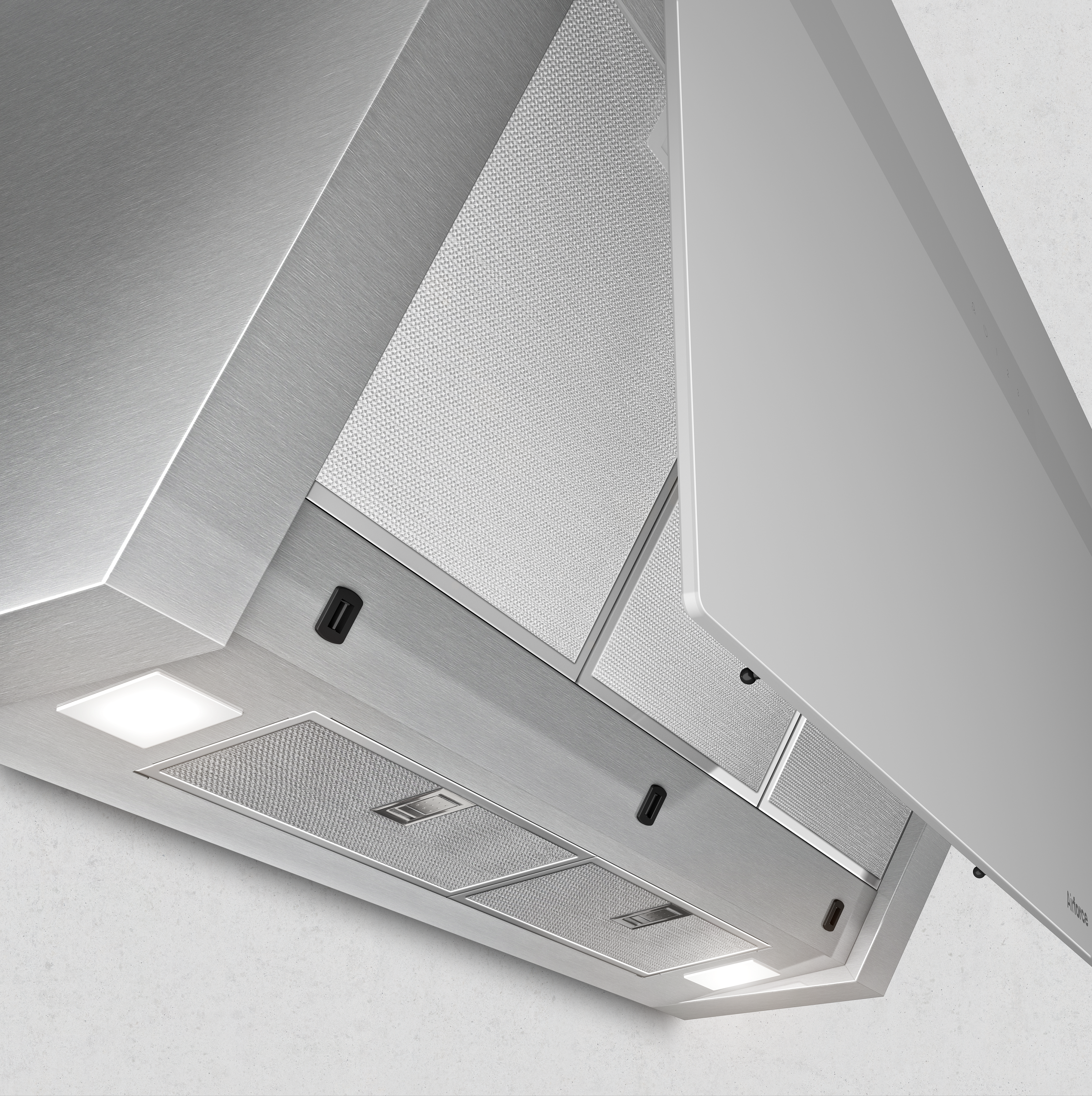 Airforce V4 90cm Angled Wall Mounted Cooker Hood - White glass Lighting Image