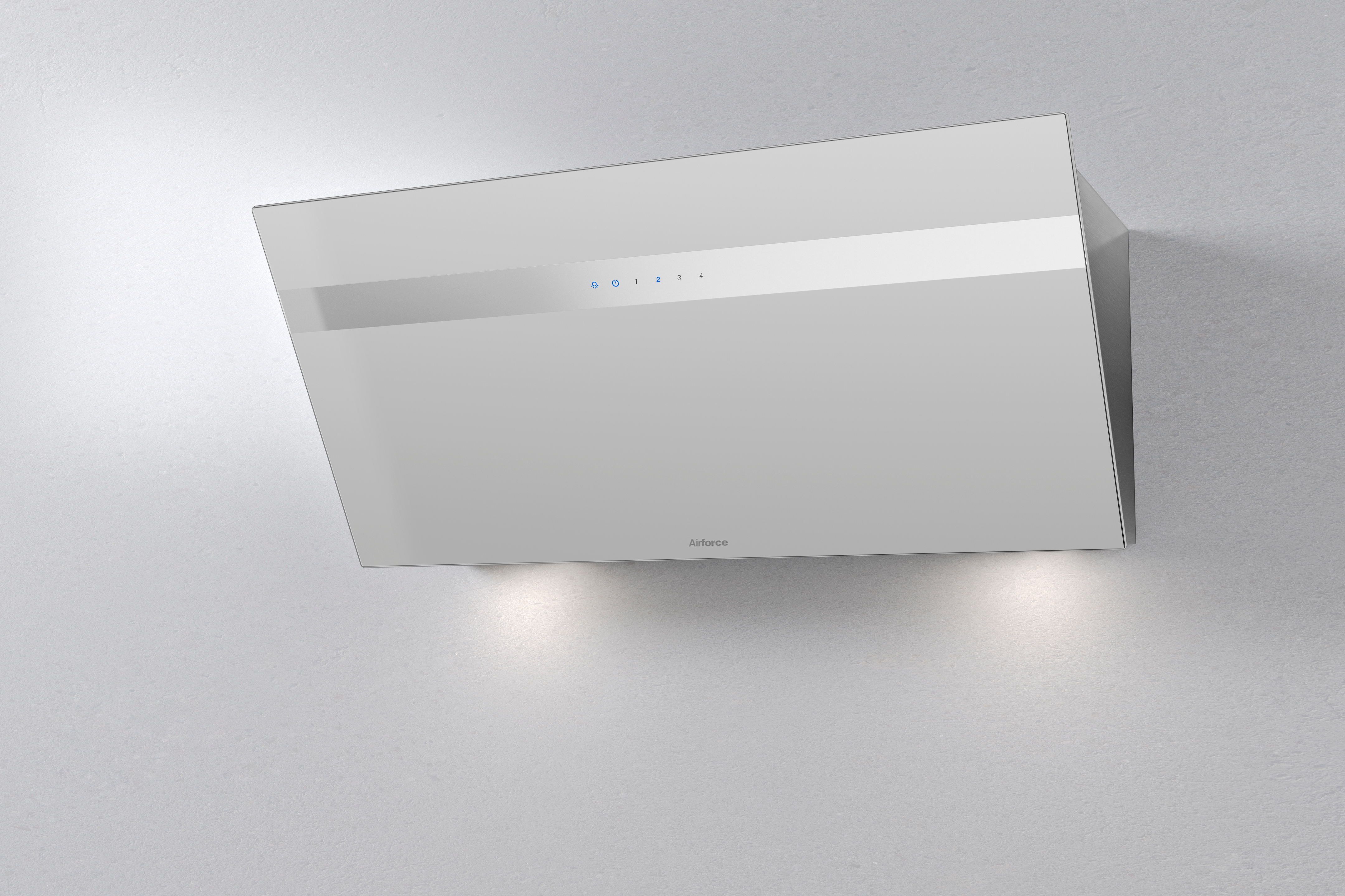 Airforce V4 90cm Angled Wall Mounted Cooker Hood - White glass