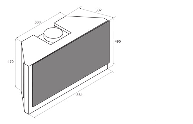 Airforce Vertical Theorem 89cm Wall Mounted Cooker Hood-Black glass Technical Image