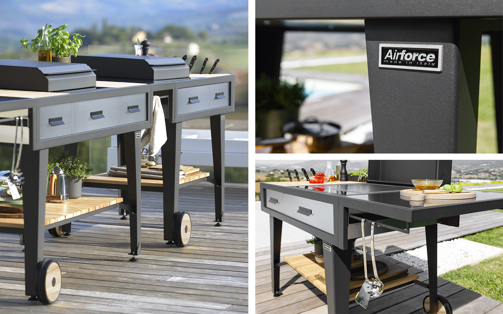 Airforce E-Cook 150cm BBQ Luxury Outdoor Cooking with a 58cm Teppanyaki Induction Hob - Devine Distribution Ltd