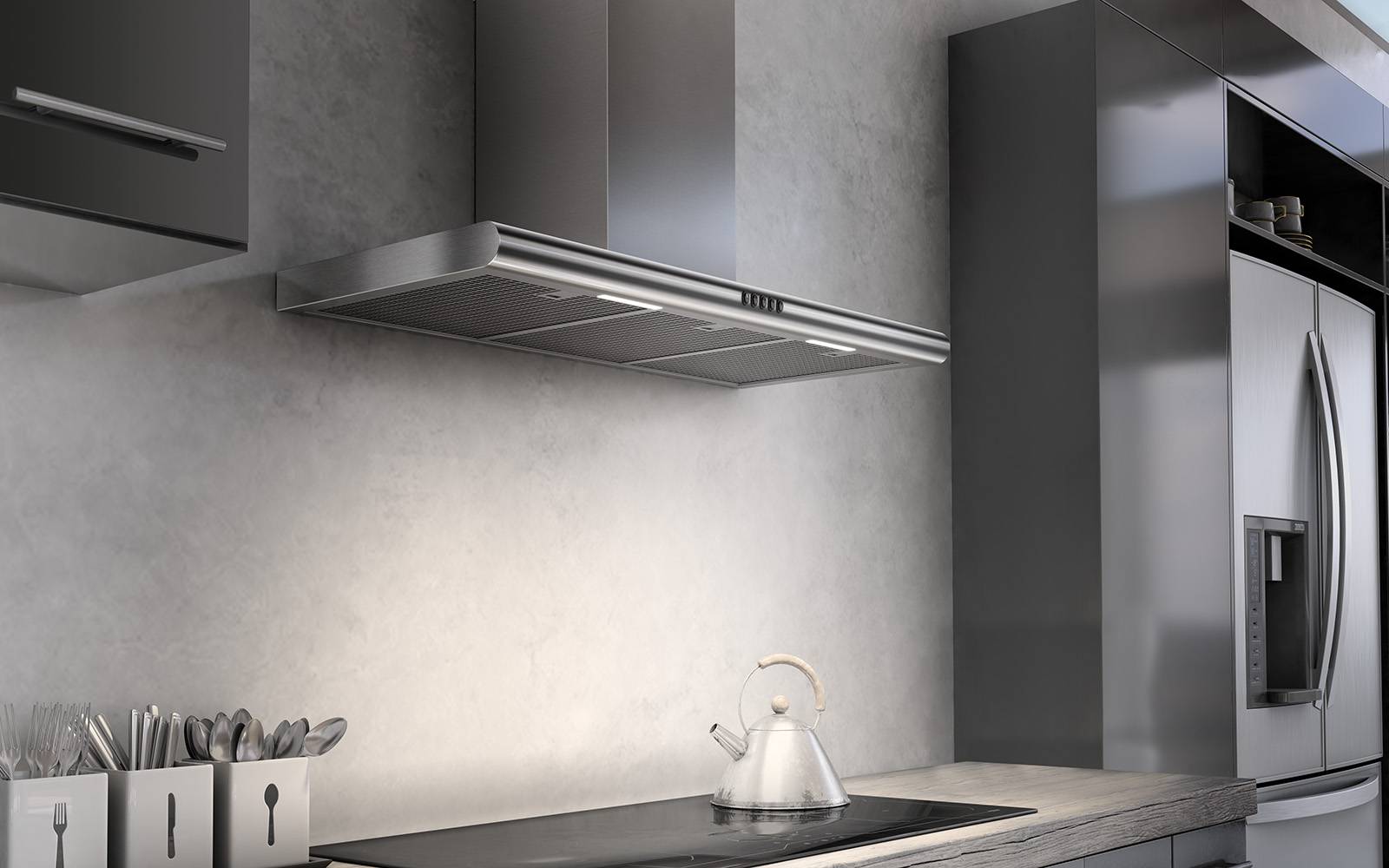 Airforce Noon Wall Mounted 90cm Cooking Hood Stainless Steel - Devine Distribution Ltd