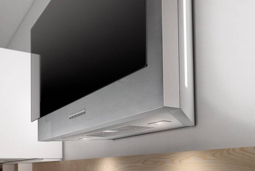 Airforce Vertical Theorem 89cm Wall Mounted Cooker Hood-Black glass Lighting Image