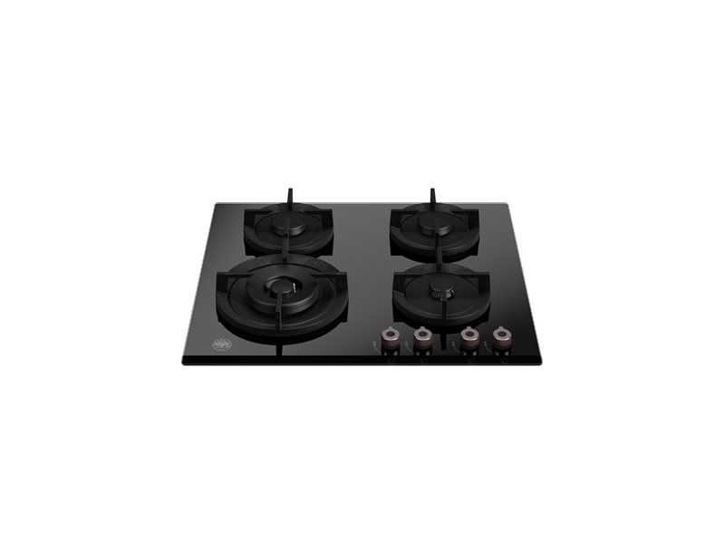 Bertazzoni P604LPROGNE 60cm gas on glass hob with lateral wok Professional Series-Black Glass