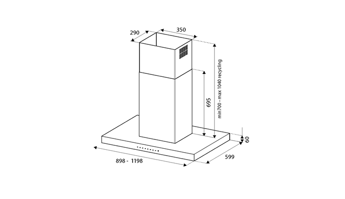 Bertazzoni KTI120P1AXT 120 cm island mount hood Professional Series-Stainless Steel