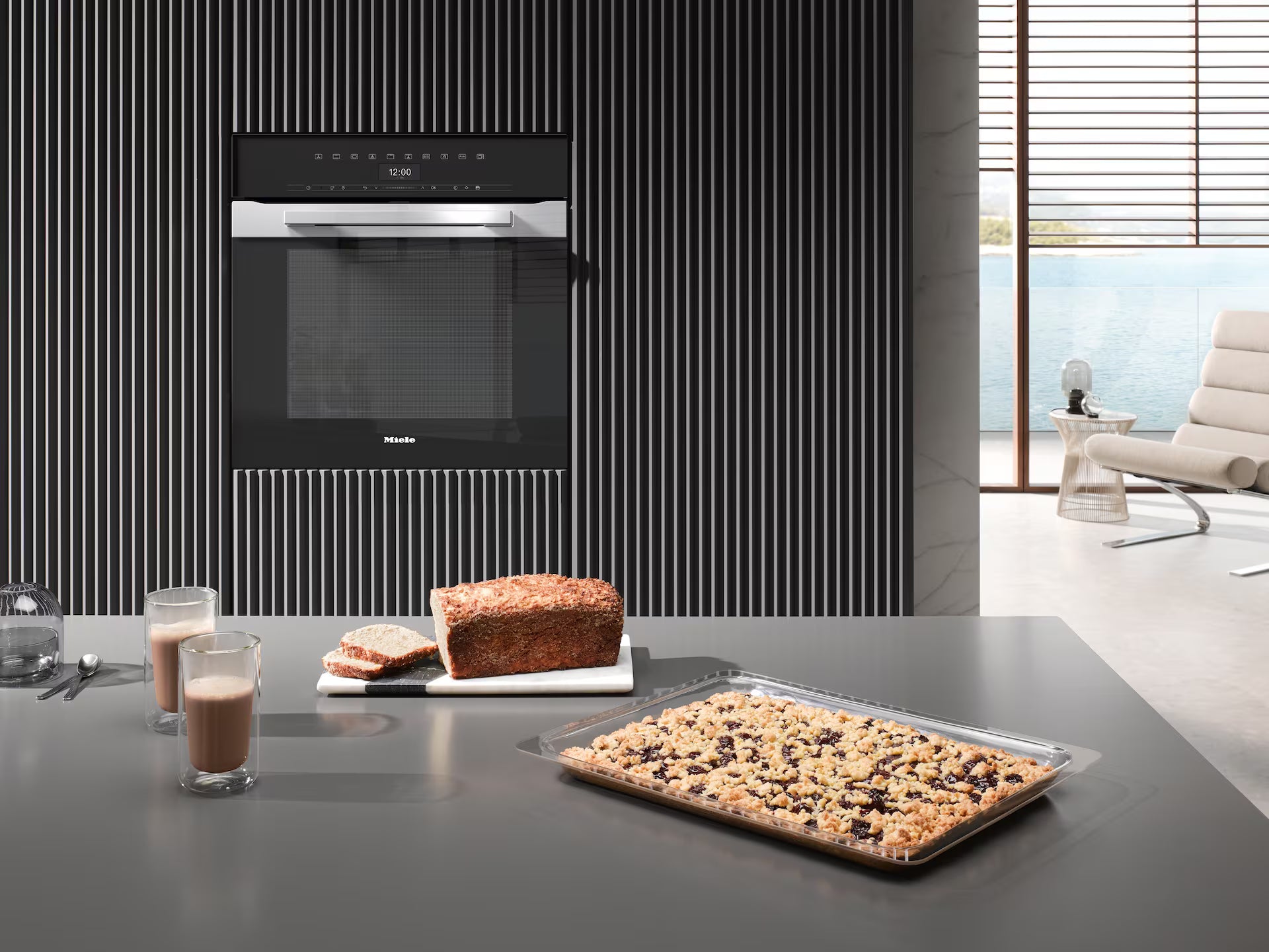 Clearance-Miele H7464 BP Clean Steel Built-In Pureline Range Single Oven