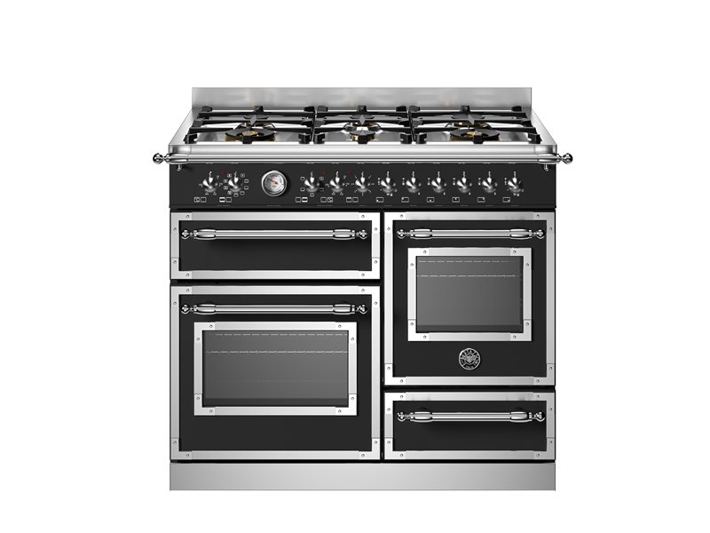 Bertazzoni HER106L3ENET2 100 cm 6-burner electric triple oven Heritage Series-Black