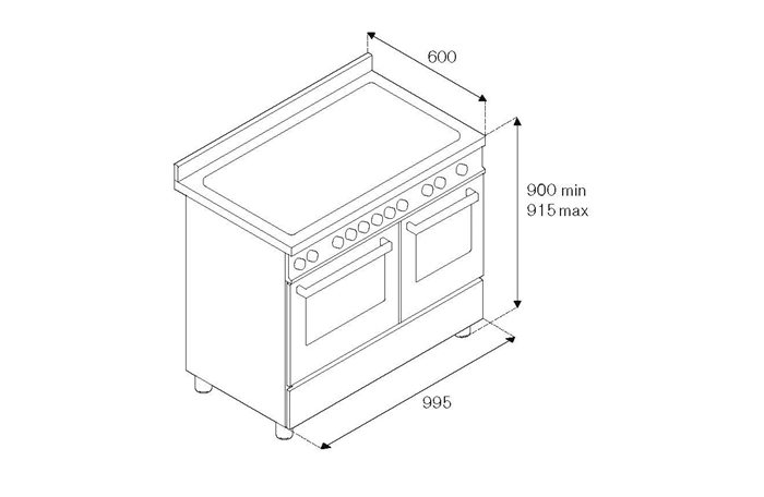 Bertazzoni 100 cm induction top electric triple oven Professional Series-Nero (Black)